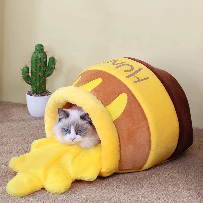 Honey Pot Pet Nest – Cozy Plush Cat & Dog Bed for Deep, Comfortable Sleep