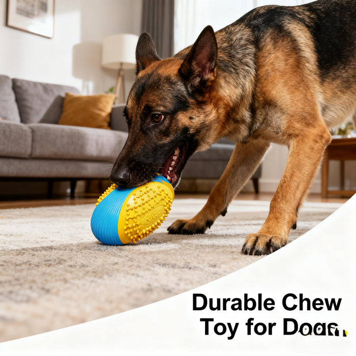 Indestructible Squeaky Rugby Dog Toy for Aggressive Chewers &amp; Fetch Fun