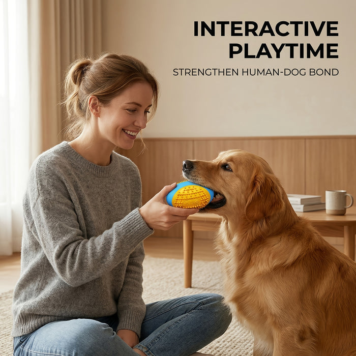 Indestructible Squeaky Rugby Dog Toy for Aggressive Chewers &amp; Fetch Fun