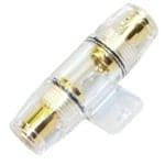 Clear inline fuse holder with gold-plated contacts for electrical circuit protection
