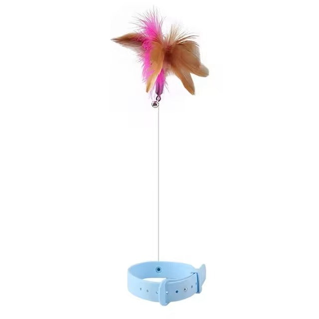 Interactive Cat Collar Toy | Feather & Bell Design for Hunting Instinct & Stress Relief