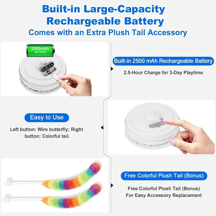 Interactive Cat Toy for Indoor Cats – Rechargeable Motion Activated Feather Toy