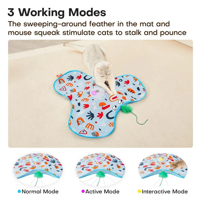 Interactive Cat Toy with Moving Feather – Motion Activated Hide & Seek Cat Toy