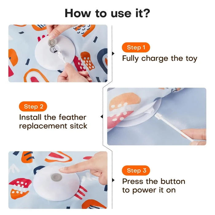 Interactive Cat Toy with Moving Feather – Motion Activated Hide & Seek Cat Toy