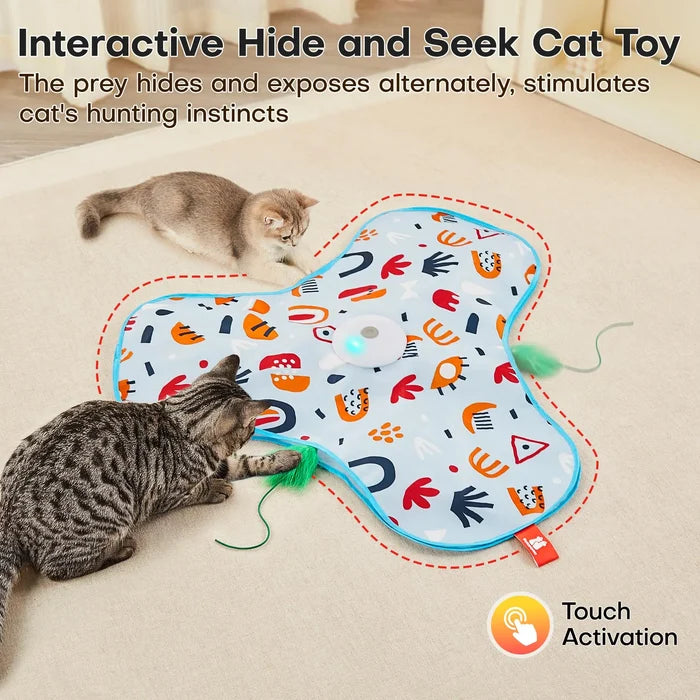 Interactive Cat Toy with Moving Feather – Motion Activated Hide & Seek Cat Toy