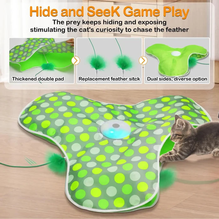 Interactive Cat Toy with Moving Feather – Motion Activated Hide & Seek Cat Toy
