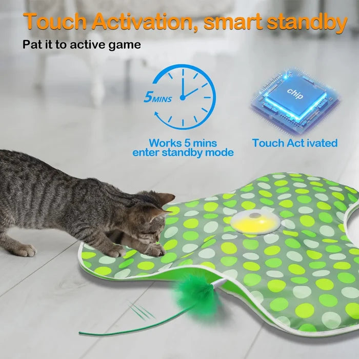Interactive Cat Toy with Moving Feather – Motion Activated Hide & Seek Cat Toy