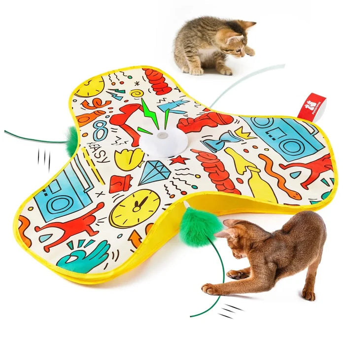 Interactive Cat Toy with Moving Feather – Motion Activated Hide & Seek Cat Toy