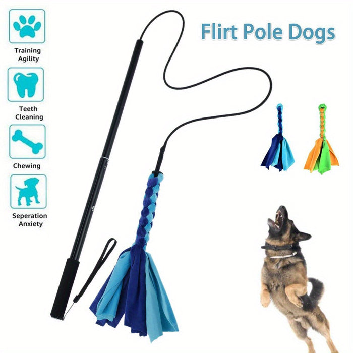 Interactive Dog Flirt Pole with Bungee Tug Toy | Training & Exercise Wand