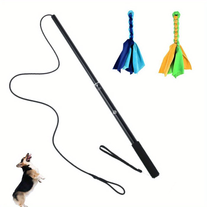 Interactive Dog Flirt Pole with Bungee Tug Toy | Training & Exercise Wand