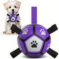 Interactive Dog Soccer Ball Toy – Durable Rubber Training Ball with Tug Straps
