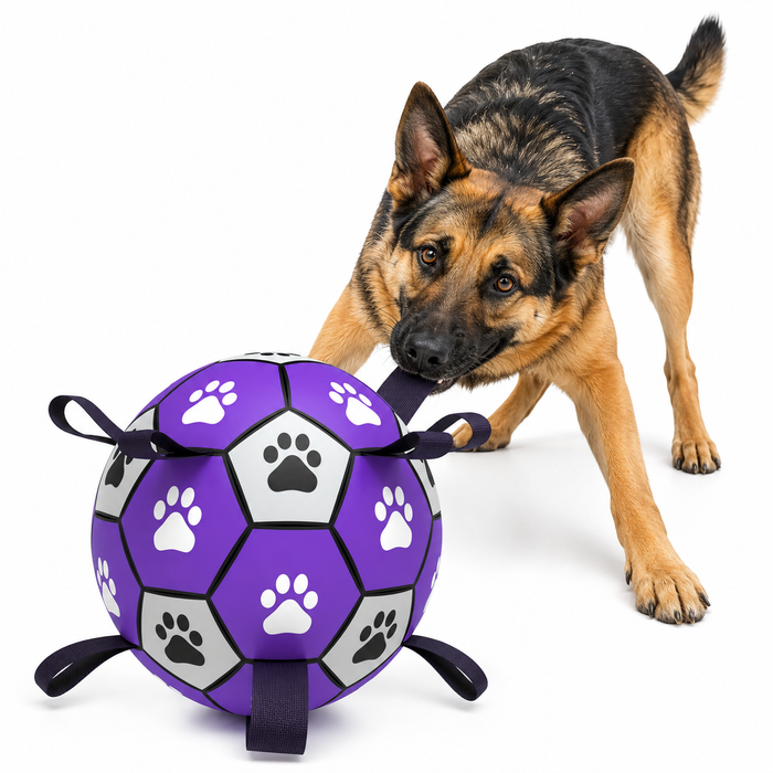Interactive Dog Soccer Ball Toy with Straps for Training & Active Play