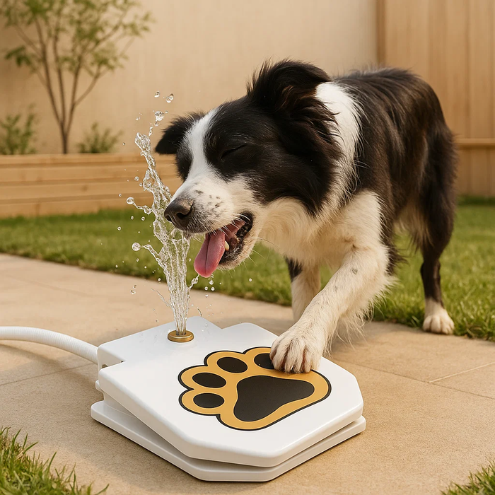 Interactive Dog Water Fountain | Outdoor Pedal-Activated Cooling Fountain