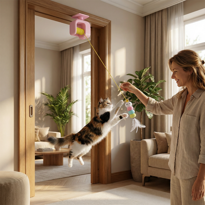 Interactive Door Yo-Yo Cat Toy – Self-Play Teaser for Indoor Cats