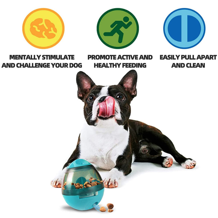 Interactive IQ Treat Dispensing Dog Ball Puzzle Toy & Slow Feeder Blue