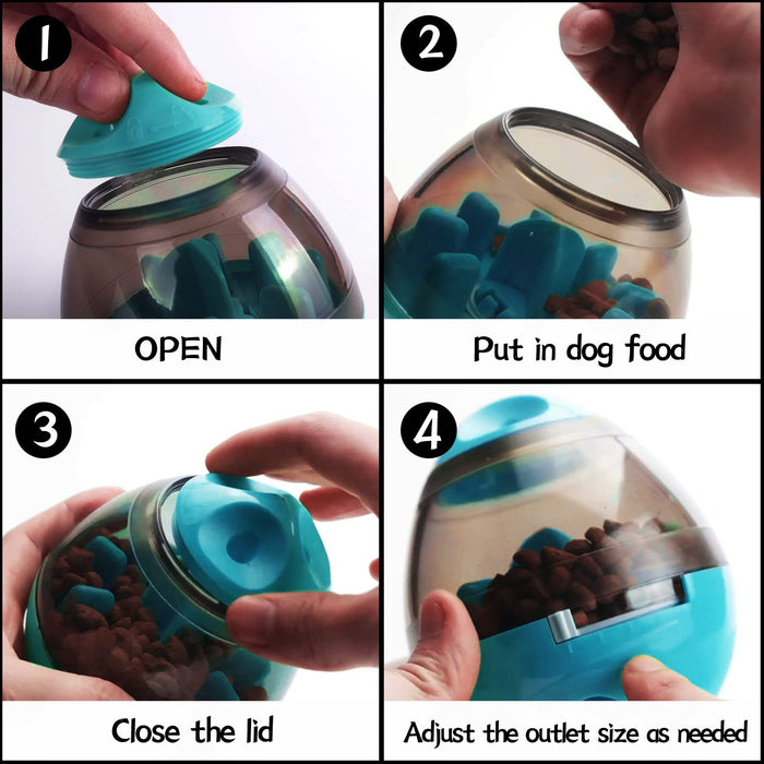 Interactive IQ Treat Dispensing Dog Ball Puzzle Toy & Slow Feeder Blue