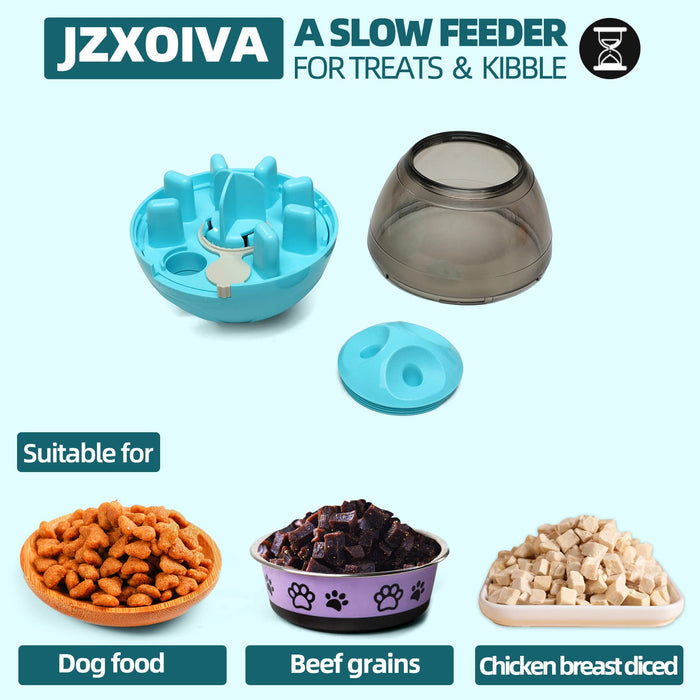 Interactive IQ Treat Dispensing Dog Ball Puzzle Toy & Slow Feeder Blue