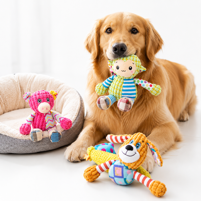 Interactive Plush Dog Toy with Squeaking Sound & Durable Design