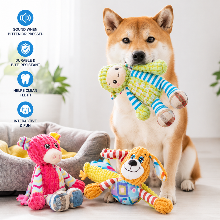Interactive Plush Dog Toy with Squeaking Sound & Durable Design