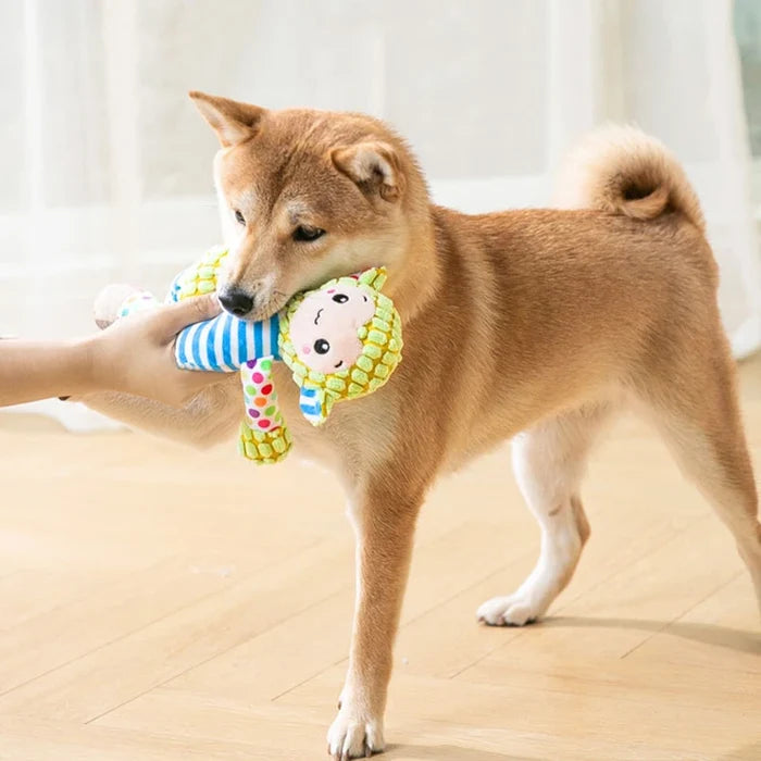 Interactive Plush Dog Toy with Squeaking Sound & Durable Design