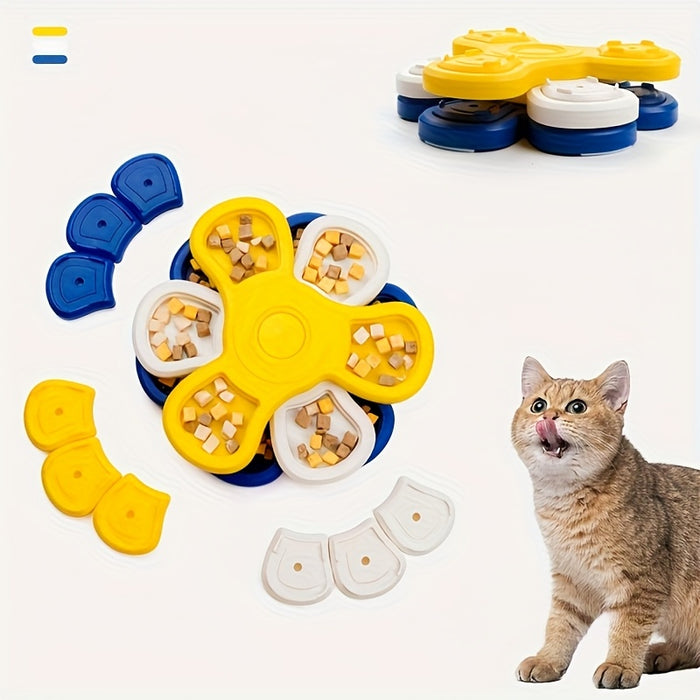 Interactive Rotating Slow Feeder Dog Bowl – Flower IQ Puzzle Feeding Toy
