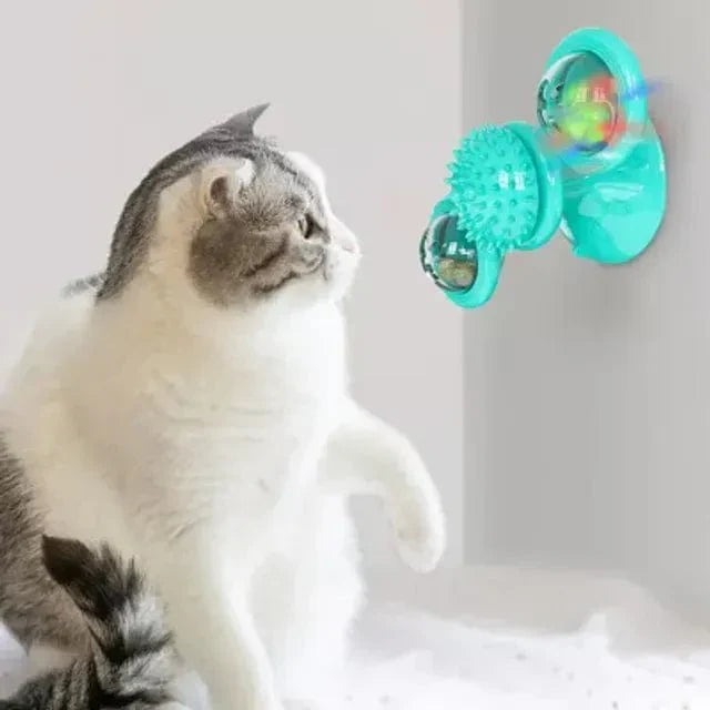 Interactive Spinning Cat Toy – Windmill Suction Cup Cat Toy for Indoor Cats