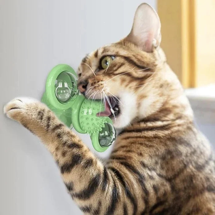 Interactive Spinning Cat Toy – Windmill Suction Cup Cat Toy for Indoor Cats