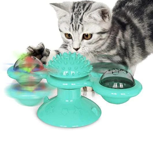 Interactive Spinning Cat Toy – Windmill Suction Cup Cat Toy for Indoor Cats