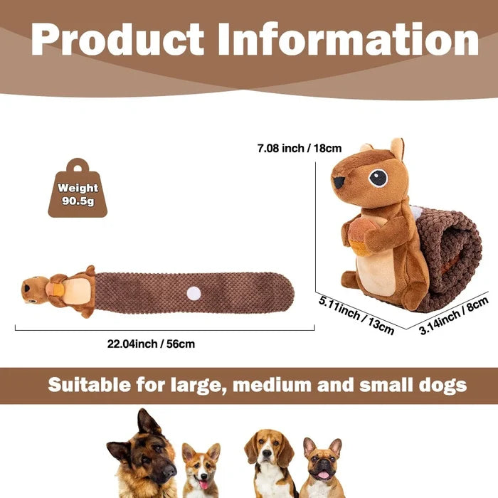 Interactive Squirrel Treat Dispenser Dog Toy | Squeaky Snuffle Puzzle