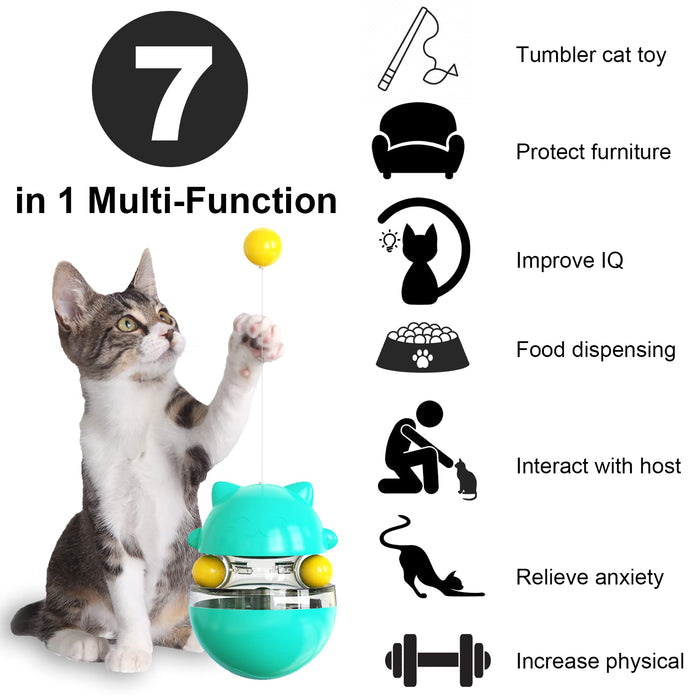 Interactive Treat Dispensing Dog Ball Puzzle Toy for Dogs & Cats Lake Blue