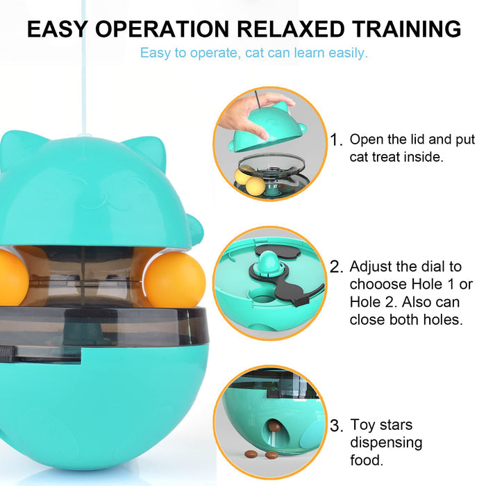 Interactive Treat Dispensing Dog Ball Puzzle Toy for Dogs & Cats Lake Blue