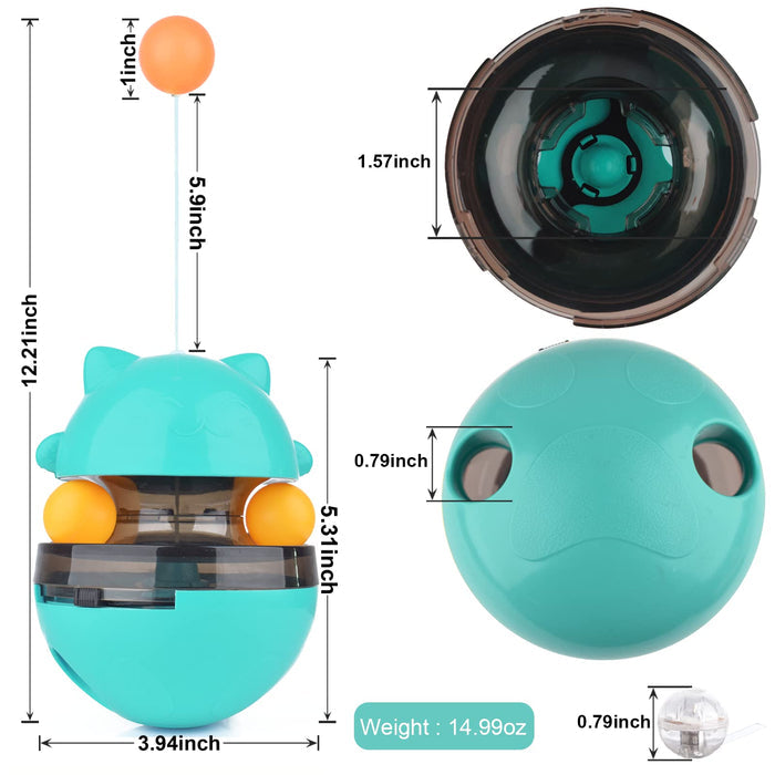 Interactive Treat Dispensing Dog Ball Puzzle Toy for Dogs & Cats Lake Blue