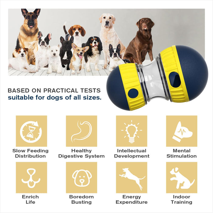 Interactive Treat Dispensing Dog Puzzle Toy – Adjustable Slow Feeder yellow