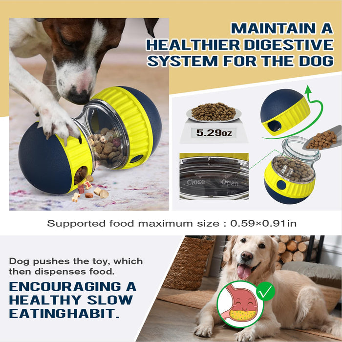 Interactive Treat Dispensing Dog Puzzle Toy – Adjustable Slow Feeder yellow