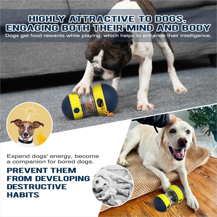 Interactive Treat Dispensing Dog Puzzle Toy – Adjustable Slow Feeder yellow