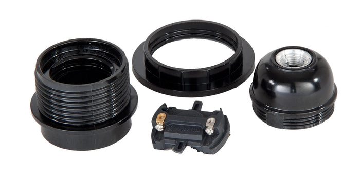 Keyless 4 Piece Threaded Phenolic E26 Socket with Captive Ring (47663)