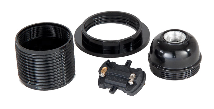 Keyless 4 Piece Threaded Phenolic E26 Socket with Captive Ring (47664)