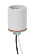Keyless Glazed Porcelain E-26 Socket, Thin 24" Lead Wires, 1/8 IPS Metal Cap (48088)