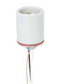 Keyless Glazed Porcelain E-26 Socket, Thin 36" Lead Wires, 1/8 IPS Metal Cap (48087)