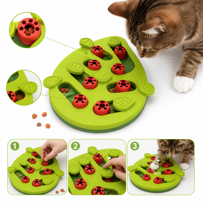 Ladybug Cat Puzzle Feeder | Interactive Slow Feeding & Treat Toy
