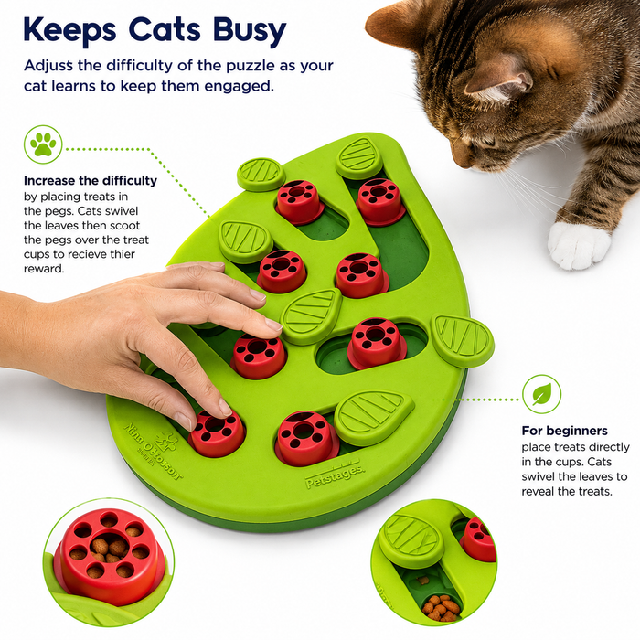Ladybug Cat Puzzle Feeder | Interactive Slow Feeding & Treat Toy