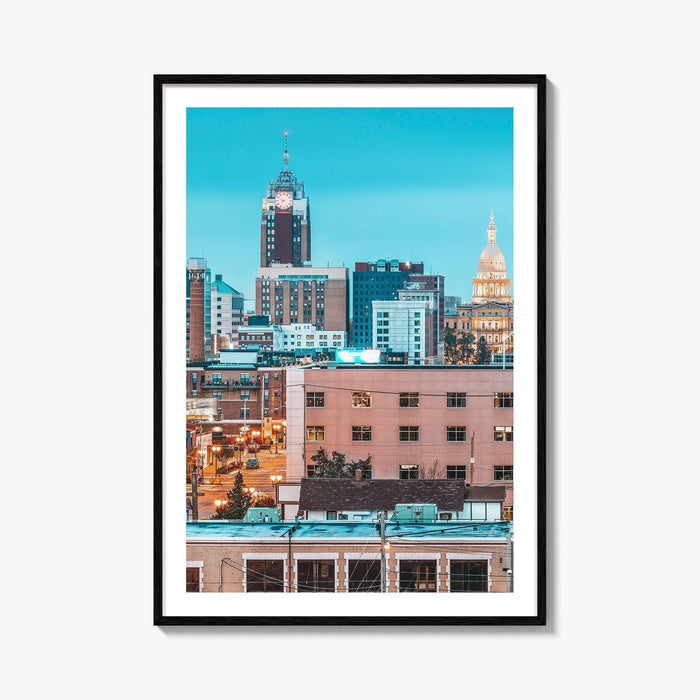 Lansing Skyline Fine Art Photo Print, Michigan USA, Downtown Wall Decor Poster