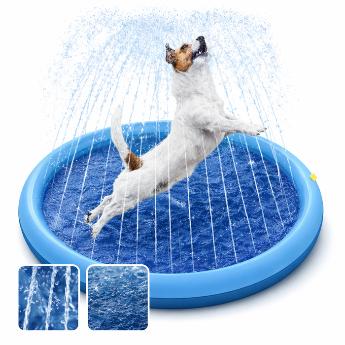 Large Dog Splash Pad Pool – Outdoor Inflatable Dog Pool & Sprinkler Mat for Summer Cooling