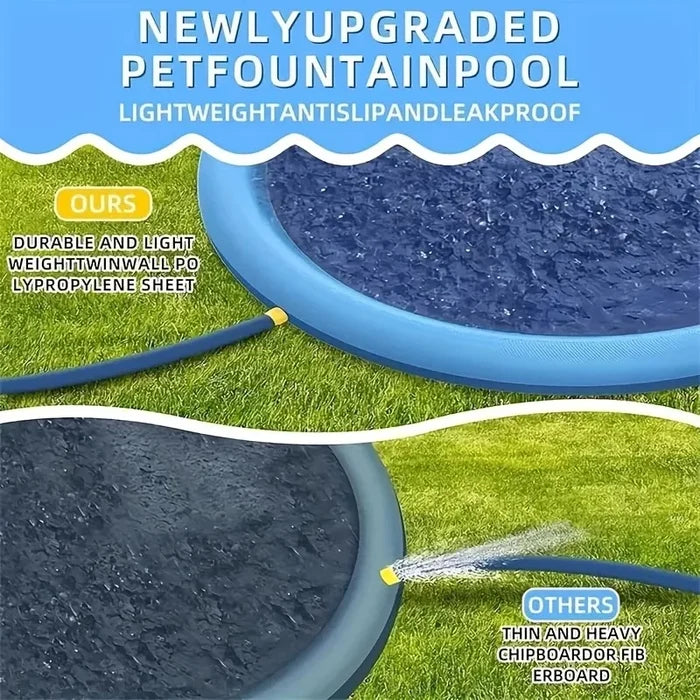 Large Dog Splash Pad Pool – Outdoor Inflatable Dog Pool & Sprinkler Mat for Summer Cooling