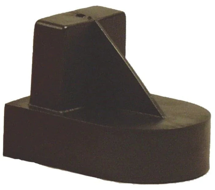 Black rigid battery cap for lawn and garden post, shown on white background