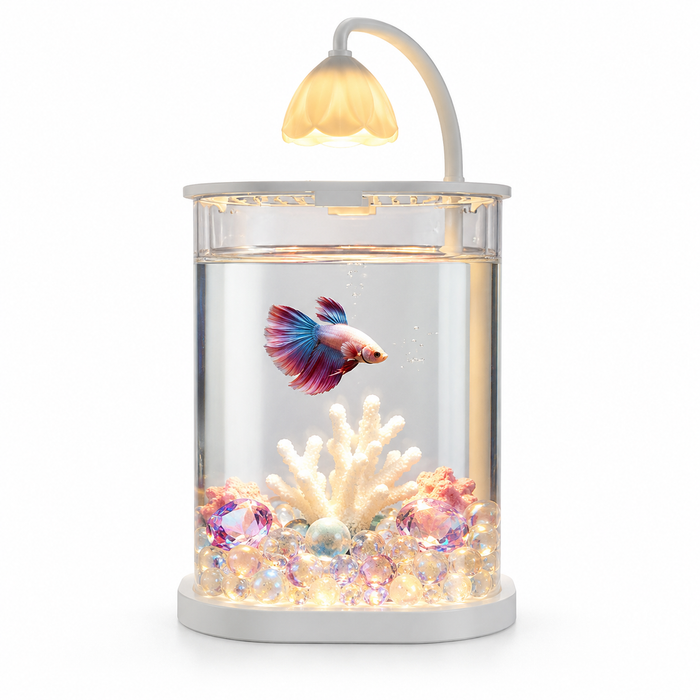LED Aquarium Fish Tank – Transparent Fish & Turtle Habitat with Cover