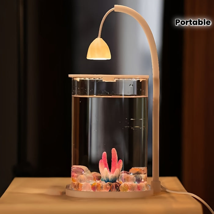 LED Aquarium Fish Tank – Transparent Fish & Turtle Habitat with Cover
