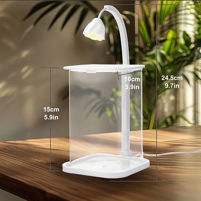 LED Aquarium Fish Tank – Transparent Fish & Turtle Habitat with Cover