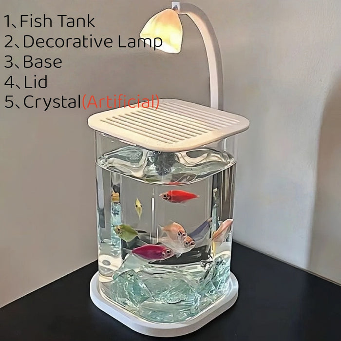 LED Aquarium Fish Tank – Transparent Fish & Turtle Habitat with Cover