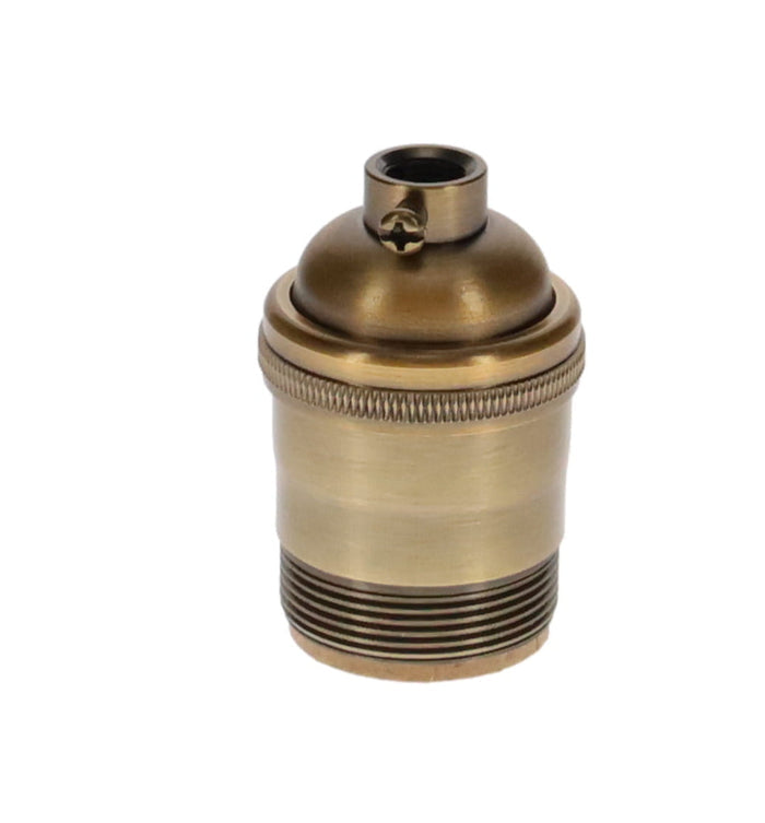 Light Antique Bronze Finish Heavy Turned Brass Keyless Socket, UNO Thread Shell (48260AB)